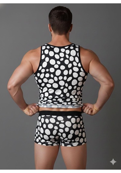 Erkek Desenli Tank Top Boxer Takımı Çok Renkli