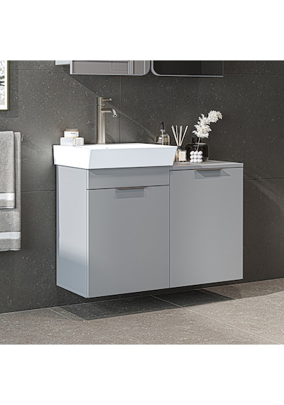 Dubai Kapaklı Ve Sepetli 92.2 Cm Mdflam Banyo Dolabı, Lavabolu Banyo Alt Dolabı Kül Gri Dubai Kapaklı Ve Sepetli 92.2 Cm Mdflam Banyo Dolabı, Lavabolu Banyo Alt Dolabı Kül Gri