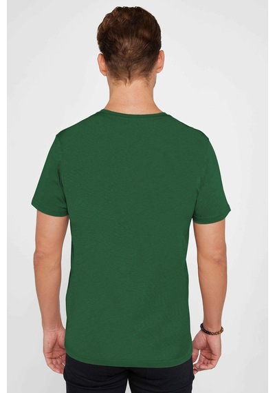 Tudors Erkek Slim Fit Yeşil Bisiklet Yaka %100 Pamuk Dar Kesim Basic Tişört-31791-yeşil Yeşil