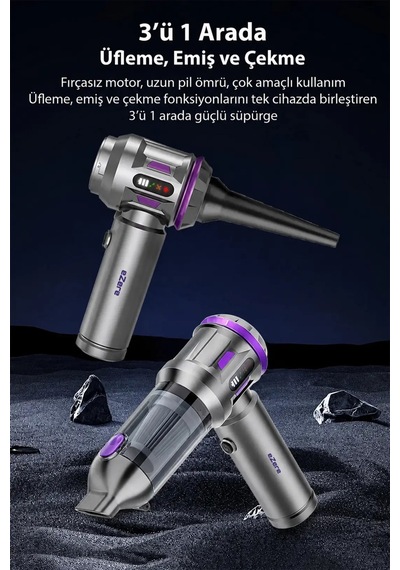 Ezere Turbovac 20000pa Güçlü Dijital Göstergeli Vakumlu Kablosuz Üflemeli Mini - Glst3107-519