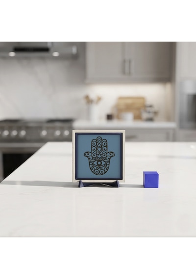 Mistik Hamsa Silüetli Dekoratif Parça, Çalışma Masanız İçin Modern Aksesuar 10x10 Cm