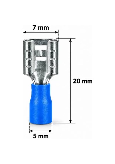 Sh Powermaster Pm-39057 1,5-2,5mm2 Kesit 20x7x5mm Soket Mavi İzoleli Kablo Pabucu 100'lü Paket Najmaddin