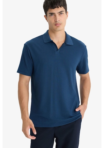 Defacto Regular Fit Krinkıl Polo Yaka Kısa Kollu Tişört E1207ax25aunv147 Lacivert