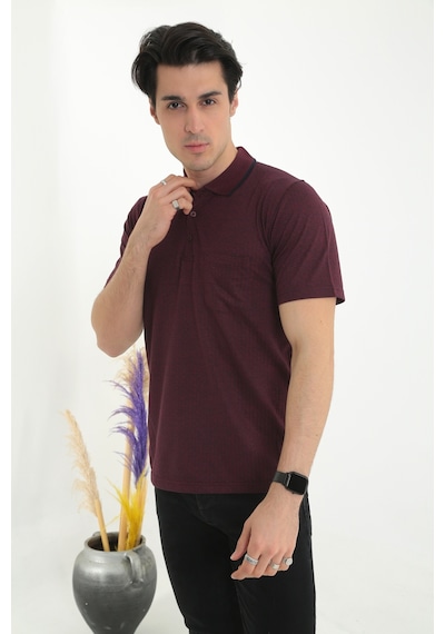 POLO YAKA BABA ERKEK DESENLİ TİŞÖRT BORDO Bordo