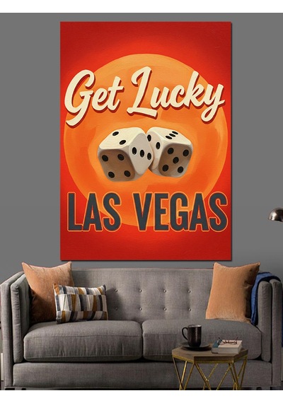 Las Vegas Zar Afişi " İyi Şanslar" Sloganlı Dekoratif Kanvas - Mdf Ahşap Tablo