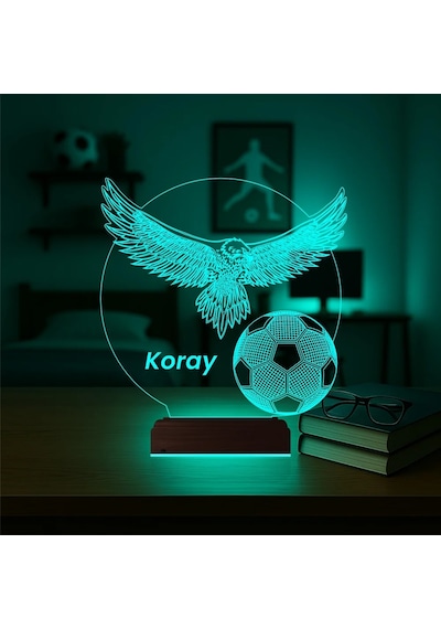 Luvivia Kartal Top Futbol Taraftar Hediye Kişiye Özel 3d Lamba - Masa Gece Lambası