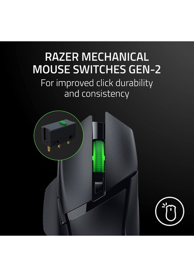 Basilisk V3 X Hyperspeed - Özelleştirilebilir Kablosuz Oyun Mouse'u 9 Özelleştirilebilir Kontrollü İkonik Ergonomik Form, Hyperspeed Kablosuz, 18k Optik Sensör, Chroma Rgb Siyah
