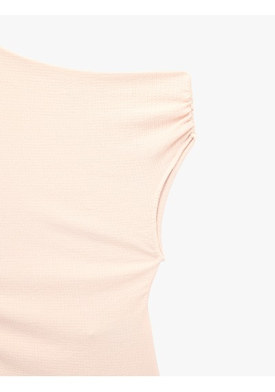 Koton Slim Fit Asimetrik Yaka Kolsuz Drapeli Bluz Pembe 6sal30200ık Gül