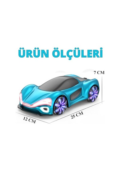 Giffy/oyuncak 2.4 Ghz Uzaktan Kumandalı Şarjlı Elektrikli Araba 4x4 Şarj İstasyonlu Buharlı Led Işıklı Sesli Müzikli Rc Araç Full Fonksiyon 4 Çeker Drift Atabilen 1200 Mah Şarjlı Pilli Vivid Mavi