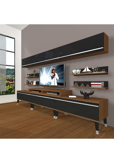 Decoraktiv Ekoflex 8y Mdf Silver Tv Ünitesi Tv Sehpası Ceviz - Siyah