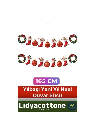 Noel Yılbaşı Tek Taraflı Baskı Yeni Yıl Kutlama Parti Dekoratif Kağıt Banner Çelenk Duvar Süsü 165cm