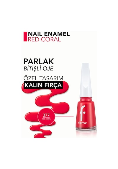 Flormar Nail Enamel Yüksek Pigmentli & Parlak Bitişli Oje Fne-377 Red Coral