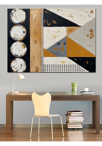 Art Deco Geometrik Soyut Sanat Dekoratif Kanvas - Mdf Ahşap Tablo