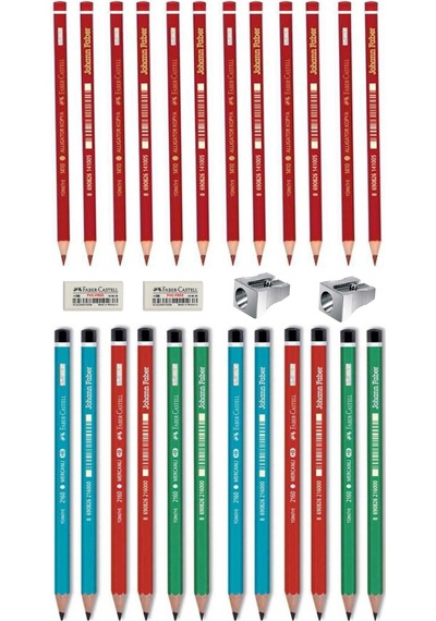Faber Castell Kurşun Kalem Mercanlı 12'Li+Faber Castell Kırmızı K