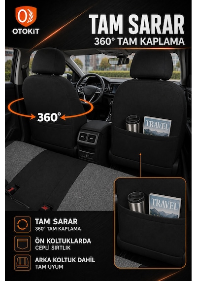 Opel Combo 2011 - 2025 Uyumlu Koruyucu Gri Oto Koltuk Kılıfı 46564789