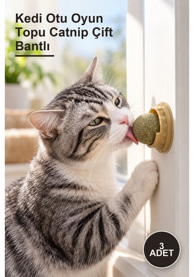 3 Adet Kedi Otu Oyun Topu Catnip Çift Bantlı