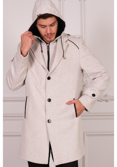 Plt8401 Dewberry Erkek Palto-Desenli Bej-Desenli Bej