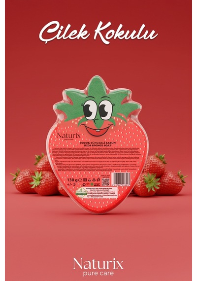 Çilek Şekilli Süngerli Çocuk Sabunu 130gr