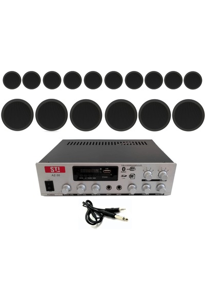 16 Lı Siyah Tavan Hoparlörlü Ses Sistemi Mağaza,kafe,okul, Avm Seslendirme Bluetooth