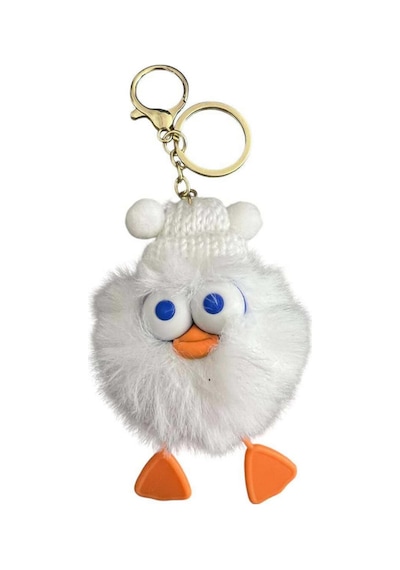 Peluş Ördek Anahtarlık Ve Çanta Aksesuarı - Beyaz Beyaz
