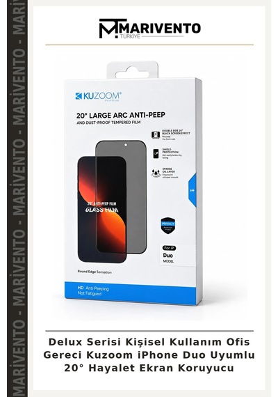 Delux Serisi Kişisel Kullanım Ofis Gereci Kuzoom Apple iPhone Duo Uyumlu 20 Hayalet Ekran Koruyucu