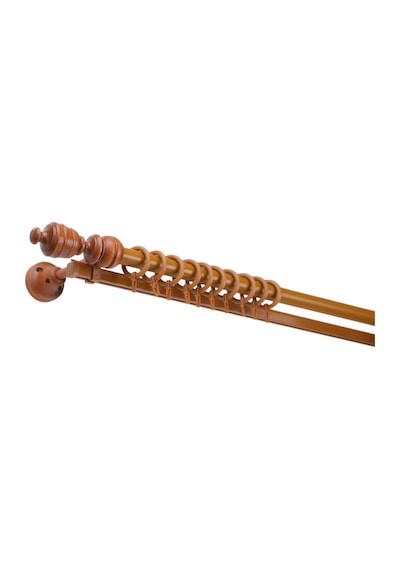 Meşe Ceren Demonte Başlıklı Ahşap Rustik Perde Askısı - Tek Raylı - 225 Cm