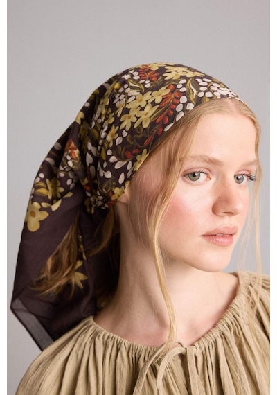 Defacto Manuka X Defacto Kadın Çiçek Desenli Pamuklu Bandana H9060ax26smbn104 Kahve-bn104