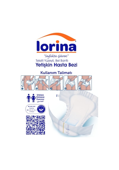 Lorina Tekstil Yüzeyli Bel Bantlı Yetişkin Hasta Bezi XL 30'Lu 2 Paket 60 Adet