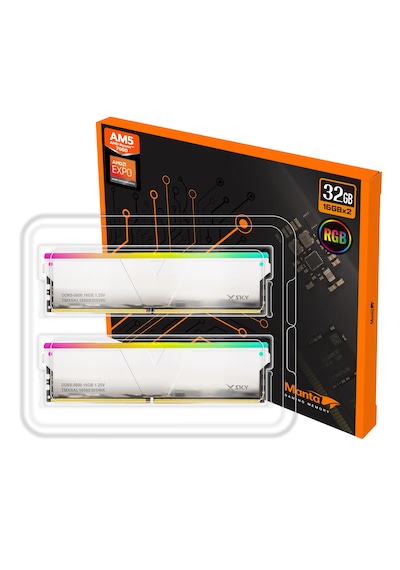 V-color Manta Xsky Rgb 32gb 2x16gb Ddr5 6400mhz Cl32 Amd Expo Beyaz