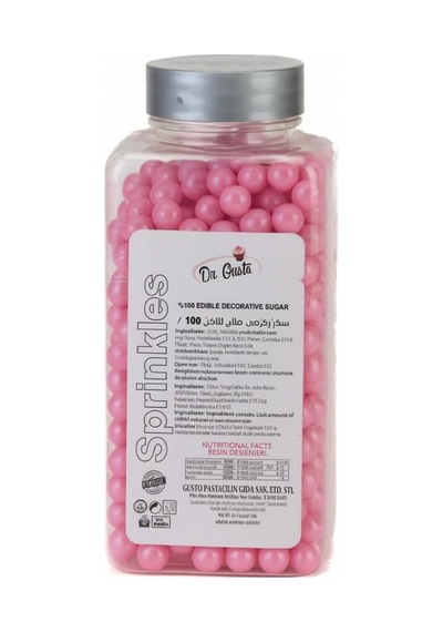 8 Mm Pembe Boncuk Şeker 250 G Pasta Ve Tatlı Süsleme Şekeri