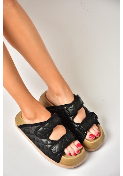 Fox Shoess811546209 Siyah Kalın Tabanlı Kadın Terlik Siyah
