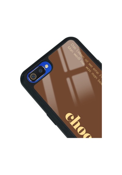 Oppo Realme C2 Choclate Tasarımlı Glossy Telefon Kılıfı Siyah