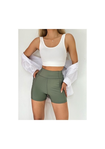 Winmoda34 Boxer Tayt Bisikletci Tayt Şort Tayt Tenis Taytı Yandan Cepli Kısa Tayt Yeşil