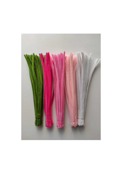 5'li Şönil Seti 25 Adet A. Ordu Yeşili, 25 K. Pembe, 25 Şeker Pembe, A.pembe, 25 Beyaz, Tüylü Tel
