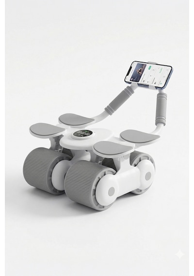 4 Tekerlekli Ab Roller Mekik Aleti Telefon Tutuculu Karın Egzersiz Tekerleği Ev Fitness Aleti