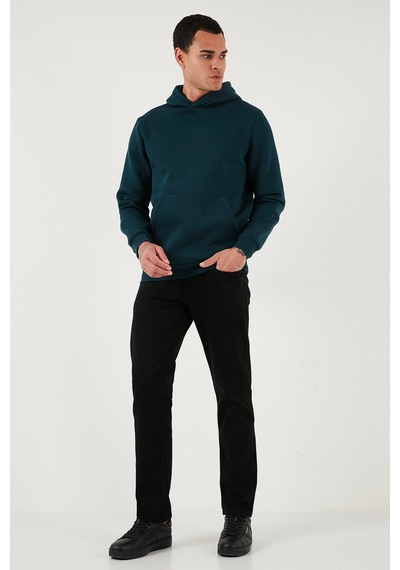 Buratti Regular Fit Kapüşonlu Kanguru Cepli Içi Tüylü Yumuşak Şardonlu Erkek Sweat 5905281 Petrol