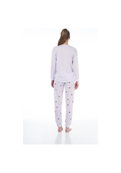 Estiva 22134 Kadın Üzüm Desenli Uzun Kollu Viskon Pijama Takım 001