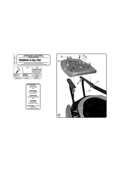Gıvı Sr361 Yamaha X-cıty 125-250 07-16 Arka Çanta Taşıyıcı Tek Renk