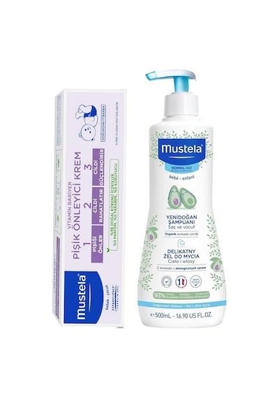 Mustela Yenidoğan Saç Ve Vücut Şampuanı 500 Ml + Mustela Pişik Kremi 100 Ml