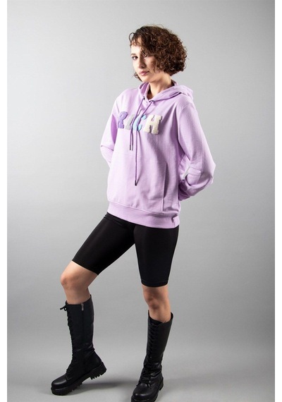 Lila 2 Iplik Kapüşonlu Sweatshirt Çok Renkli