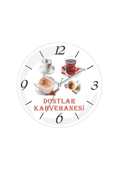 Çay Kahve Kahvehane Cafe Kafe Sessiz Akar Bombeli Gerçek Cam Duvar Saati Siyah