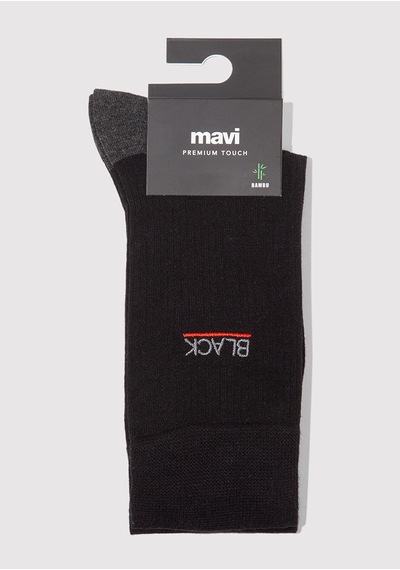 Mavi - Mavi Black Nakışlı Siyah Soket Çorap 0912201-900 Siyah