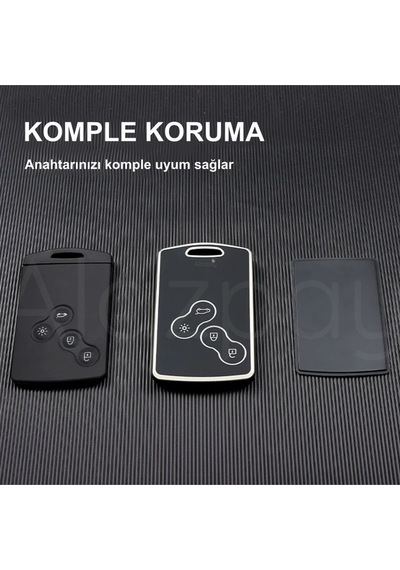 Renault Clio Megane Captur Koleos Fluence Laguna Anahtar Kılıfı Siyah Gümüş - 1 Adet