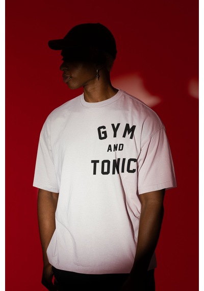 Gym And Tonic Sırt Baskılı Unisex Oversize Boydbuilding Fitness G Beyaz