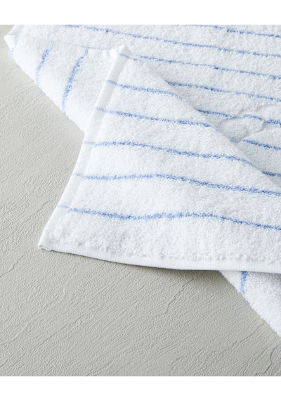 Mono Stripe Pamuk Ayak Havlusu 50x70 Cm Beyaz - Mavi