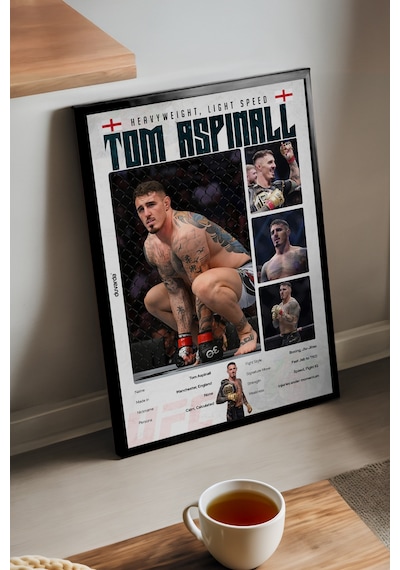 Tom Aspinall Siyah Ahşap Çerçeveli Poster, Dekoratif Dövüş Duvar Tablosu