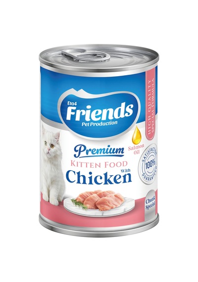 Premium Tavuklu Yavru Kedi Konservesi 400 Gr Kitten Yaş Mama 0-12 Ay