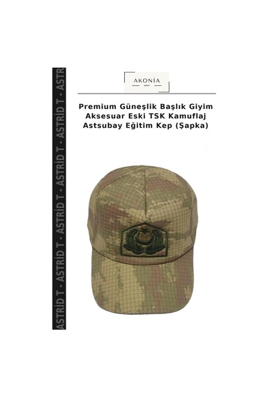 Astrid T Premium Güneşlik Başlık Giyim Aksesuar Eski Tsk Kamuflaj Astsubay Eğitim Kep Şapka 06643-çok Renkli