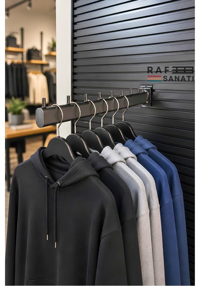 5 Adet - Kanallı Pano Baston Askılık 40 Cm Alüminyum Panel Uyumlu Mağaza Raf Askı Aparatı Siyah