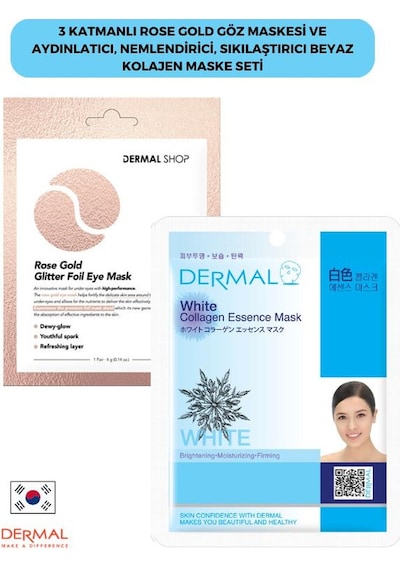 Dermal 3 Katmanlı Rose Gold Göz Maskesi + Aydınlatıcı Kolajen Maskesi 23 G